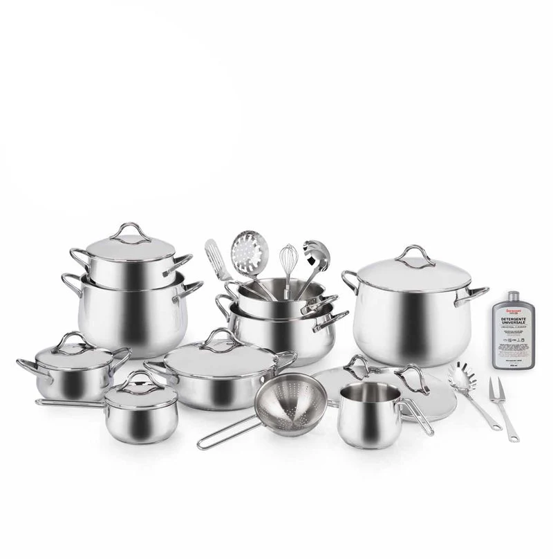 Barazzoni Batteria di Pentole 24 Pezzi Mediterranea in Acciaio Inox