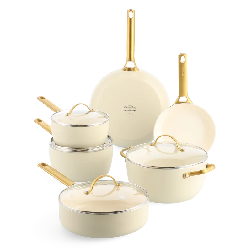 GreenPan Batteria di Pentole 10 Pezzi Padova Antiaderente Cream White
