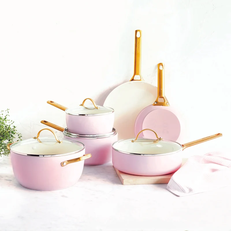 GreenPan Batteria di Pentole 10 Pezzi Padova Antiaderente Blush Pink
