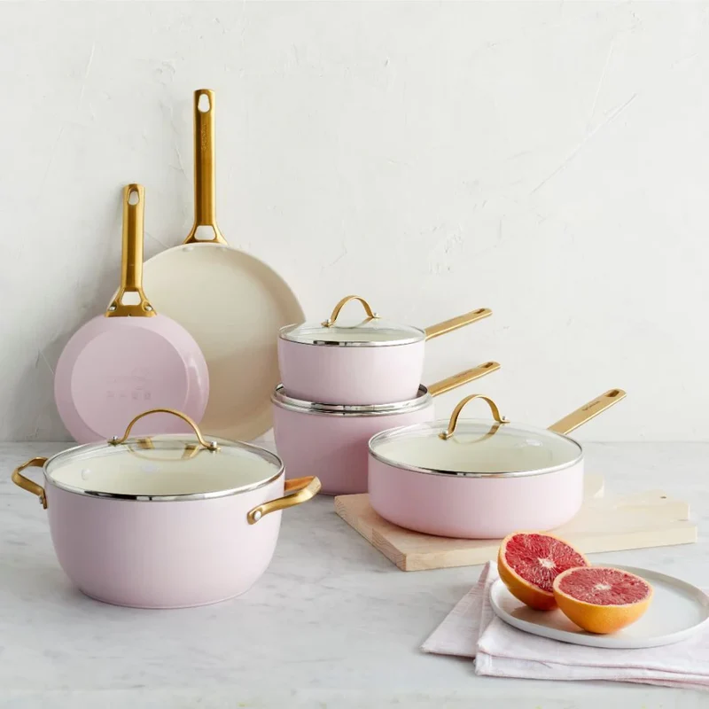 GreenPan Batteria di Pentole 10 Pezzi Padova Antiaderente Blush Pink