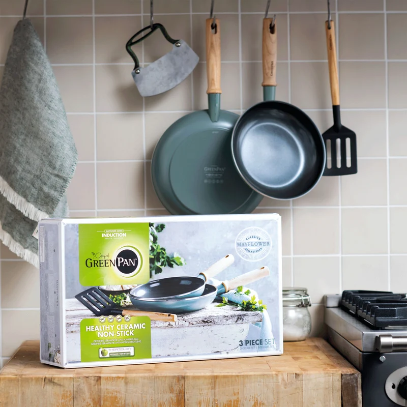 Greenpan Bratpfannenset 20/24 cm „Mayflower“ mit Pfannenwender