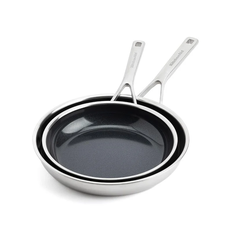 KitchenAid Bratpfannenset 24/28cm Tri-ply Edelstahl mit Keramik-Antihaftbeschichtung