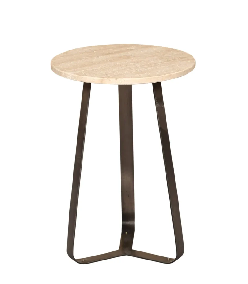 PTMD Collection Tavolo da Caffè in Marmo Travertino H56 cm