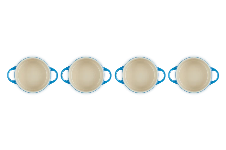 Le Creuset Mini-Sautépfannen/Aufbewahrungstöpfe 4-tlg. 'Azurblau'
