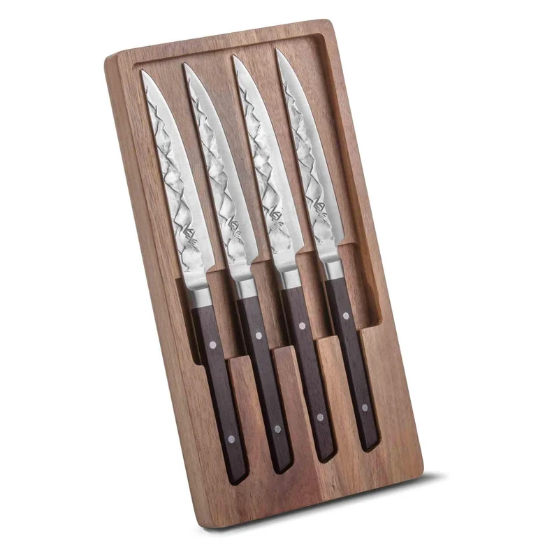BARE Cookware Steakmesser-Set, 4-teilig, mit Schleifstein