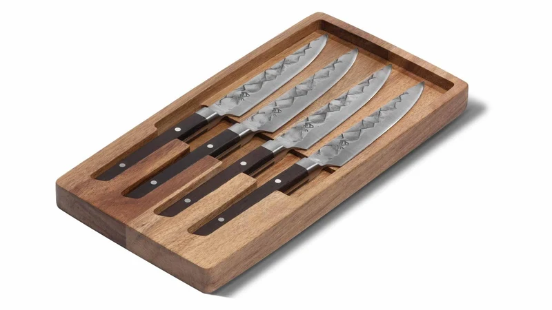 BARE Cookware Steakmesser-Set, 4-teilig, mit Schleifstein