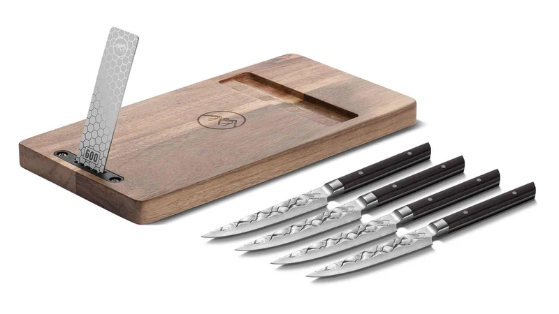 BARE Cookware Steakmesser-Set, 4-teilig, mit Schleifstein