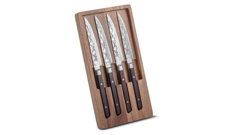BARE Cookware Steakmesser-Set, 4-teilig, mit Schleifstein