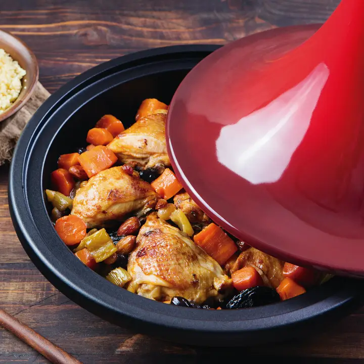 Tajine Gusseisen rot schwarz 27 cm