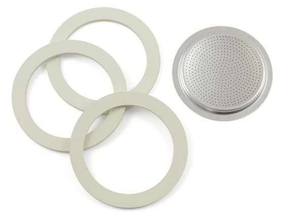 3 Dichtungsring + 1 Filtersieb für 2 Tassen Aluminium Espressokocher