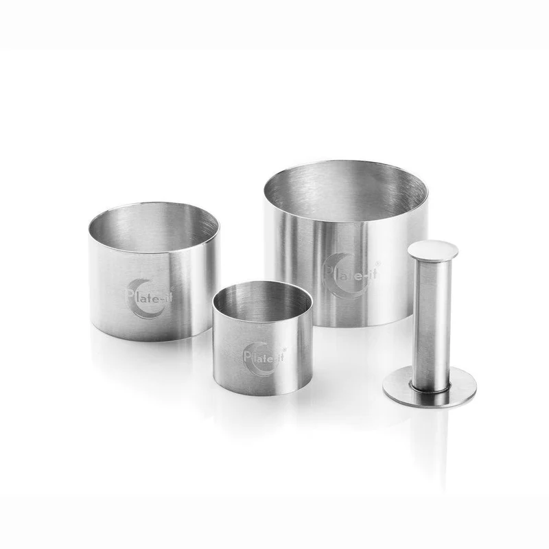 Plate-It Garnierringe mit Drücker, 4-teiliges Set