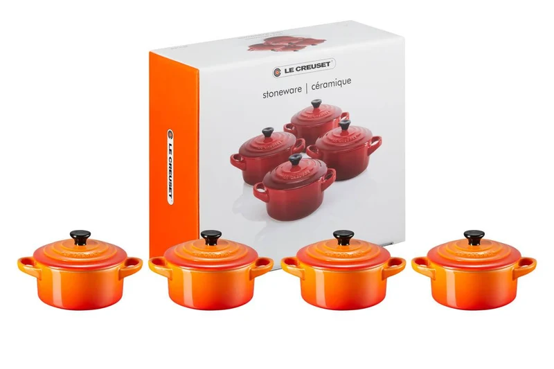 Le Creuset Mini-Schmortöpfe und Vorratsgläser (4-teilig) 'Orange-Rot'