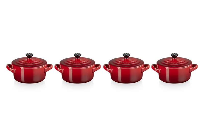 Le Creuset Mini-Schmortöpfe/Vorratsgläser (4 Stück) 'Kirschrot'