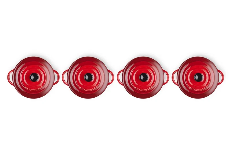 Le Creuset Mini-Schmortöpfe/Vorratsgläser (4 Stück) 'Kirschrot'
