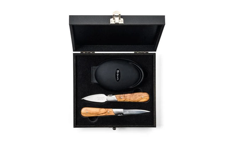Laguiole Style de Vie Austern-Geschenkset aus Olivenholz mit Silikon-Austernhalter