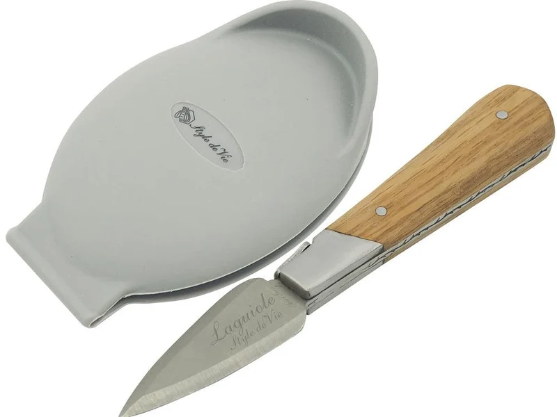 Laguiole Style de Vie Austern-Geschenkset aus Eichenholz mit Silikon-Austernhalter