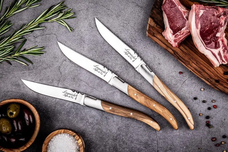 Laguiole Style de Vie Steakmesser aus Olivenholz, 'Luxuslinie'