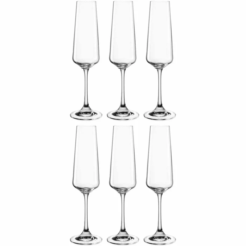 Leonardo Set 6 Calici Flute Paladino in Vetro 220 ml