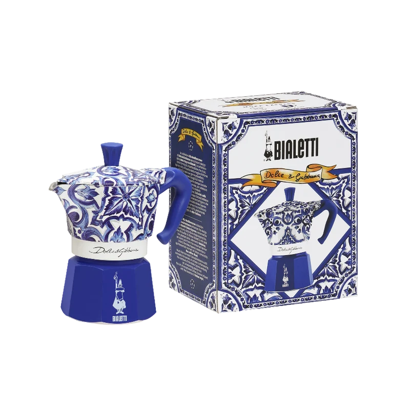 Bialetti Moka Express 3 Tazze Dolce & Gabbana Blu Mediterraneo