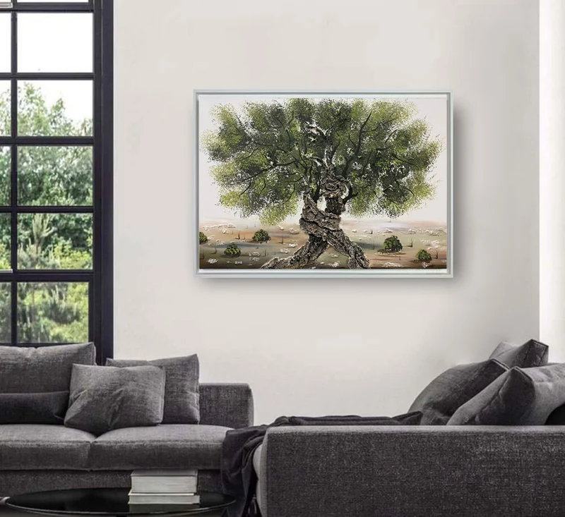 Art Maiora Quadro Tramonto Romantico con Cornice Bianco Dipinto a Mano su Tela 130x90 cm