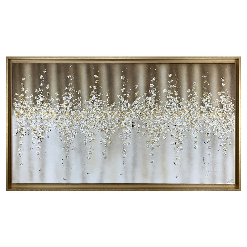 Art Maiora Quadro Comete con Cornice Oro Dipinto a Mano su Tela 140x80 cm