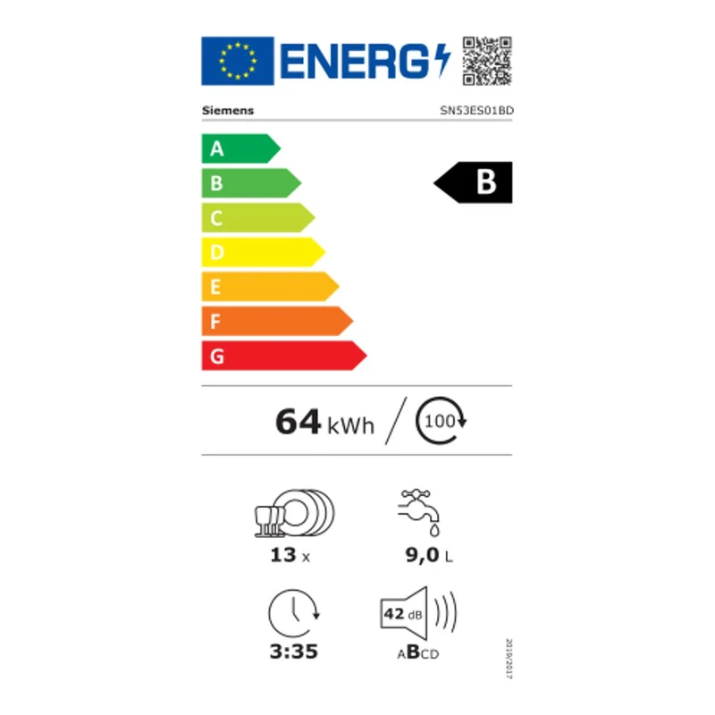 Siemens Einbau Geschirrspüler SN53ES01BD (B)