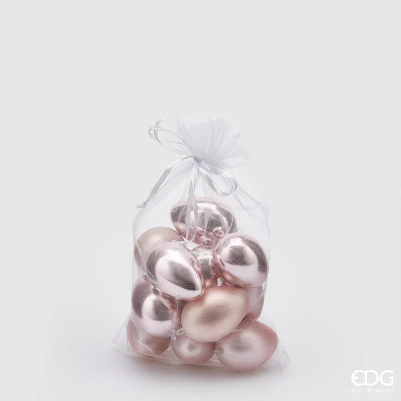 EDG Enzo De Gasperi Decorazione Uovo Chioccia Set 12 Pezzi H6 cm Rosa Matto