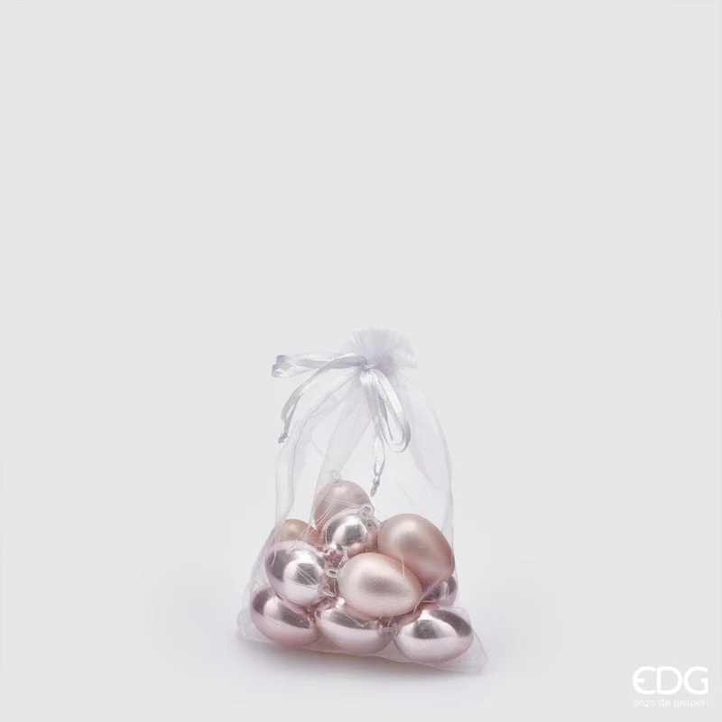 EDG Enzo De Gasperi Decorazione Uovo Chioccia Set 12 Pezzi H4 cm Rosa Matto