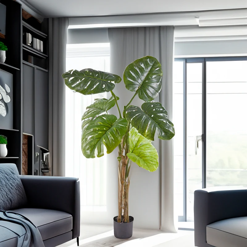 EDG Enzo De Gasperi Pianta Artificiale Monstera Slim con Vaso H130 cm