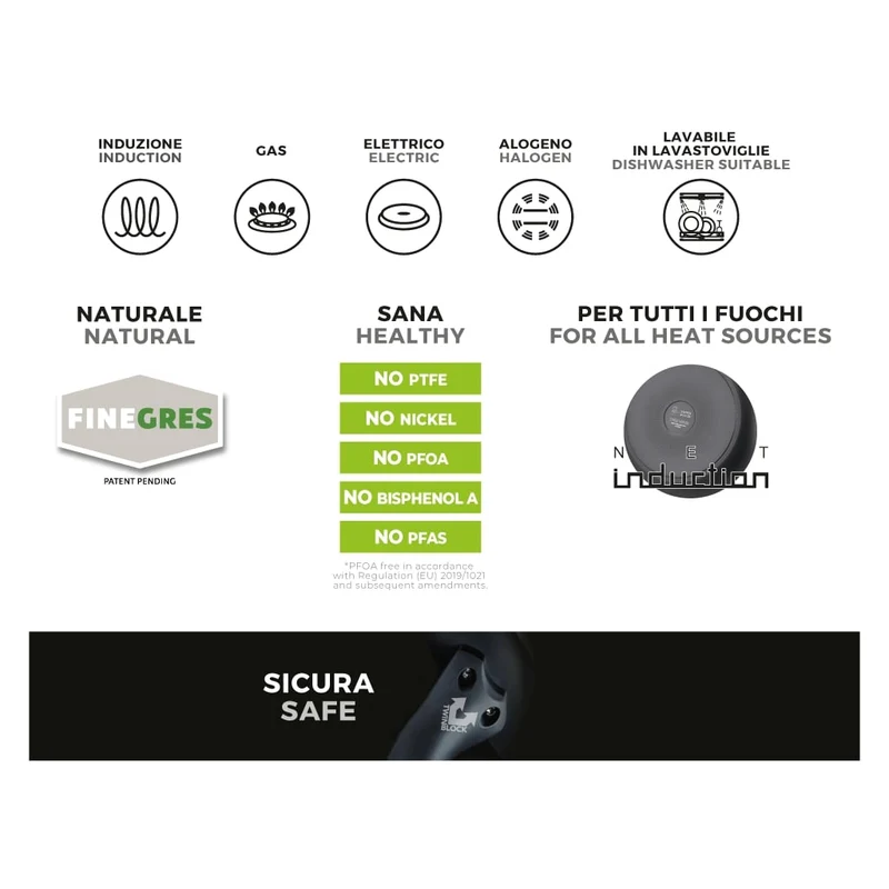 Moneta Batteria di Pentole Melodia 7 Pezzi Finegres con Manico removibile