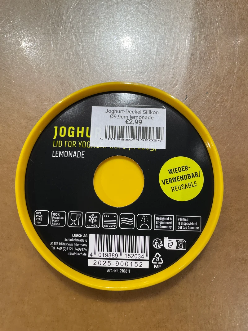 Joghurt-Deckel Silikon Ø9,9cm lemonade