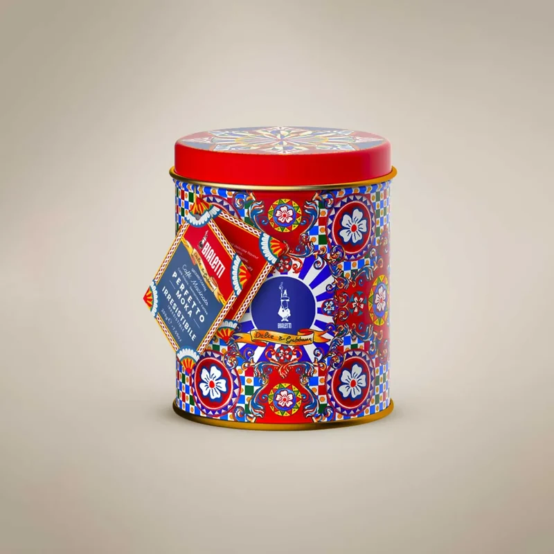 Bialetti Moka Express 3 Tazze con Barattolo di Latta e Caffè Dolce&Gabbana