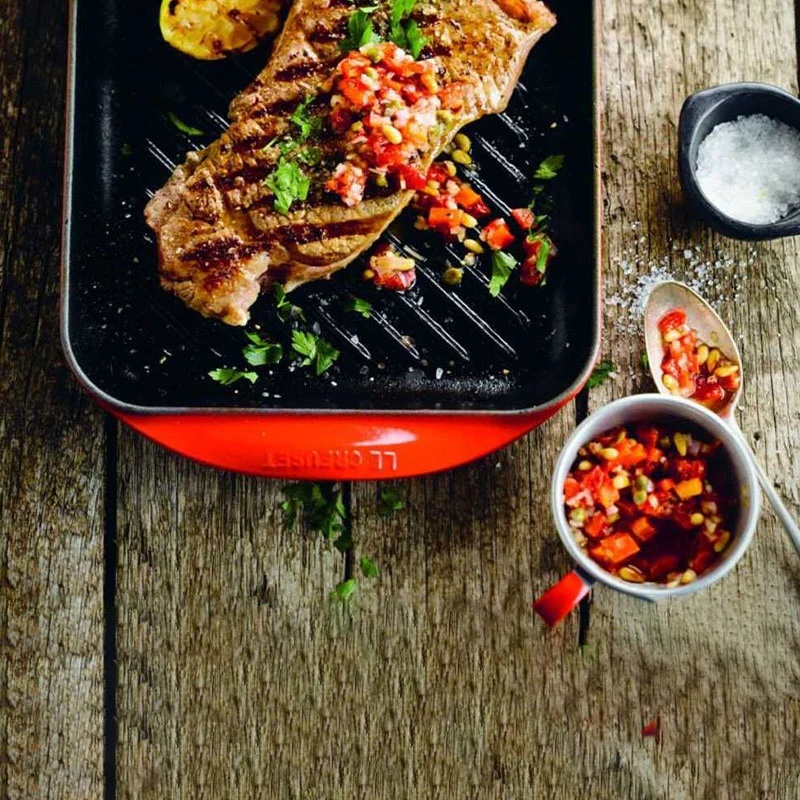 Le Creuset Grill Quadrato Tradition in Ghisa Vetrificata 24 cm Nero