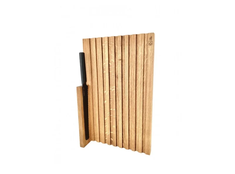 Brotschneidbrett Eiche mit Magnetischen Messerhalter 44x28x2,8 cm