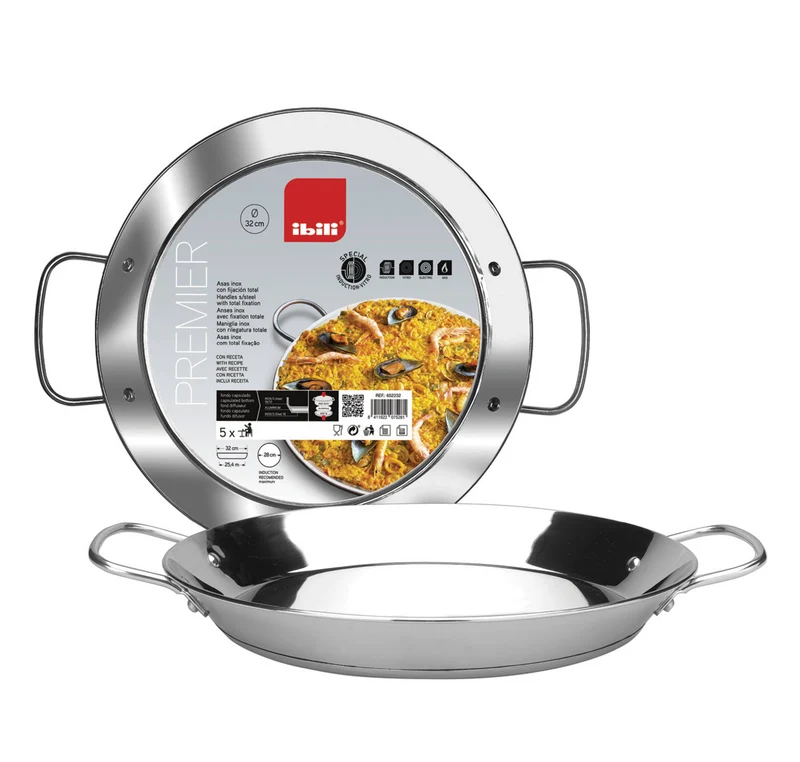 Paella Edelstahlpfanne Premier 34 cm.