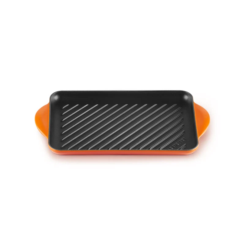 Le Creuset Grill Rettangolare Tradition in Ghisa Vetrificata 32x22 cm Arancio