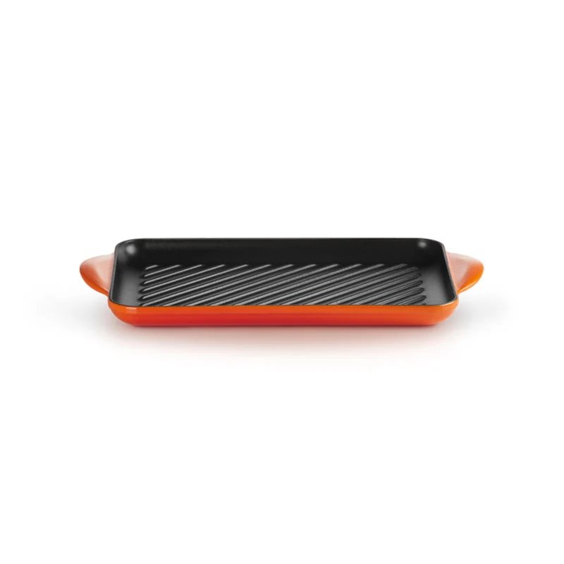 Le Creuset Grill Rettangolare Tradition in Ghisa Vetrificata 32x22 cm Arancio