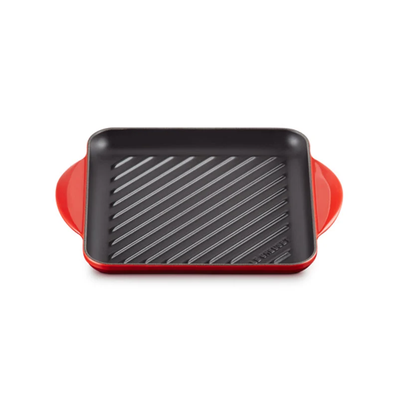 Le Creuset Grill Quadrato Tradition in Ghisa Vetrificata 24 cm Ciliegia