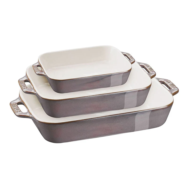 Staub set 3 Pirofile Rettangolari in Ceramica Grigio