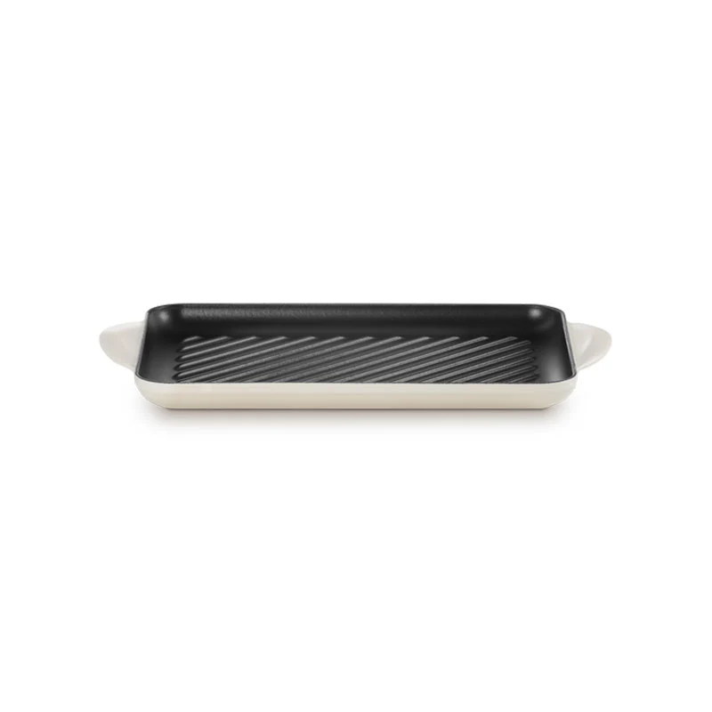 Le Creuset Grill Rettangolare Tradition in Ghisa Vetrificata 32x22 cm Meringue