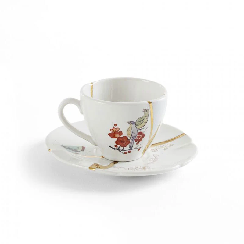 Seletti Tazzina da Caffè Kintsugi con Piattino in Porcellana