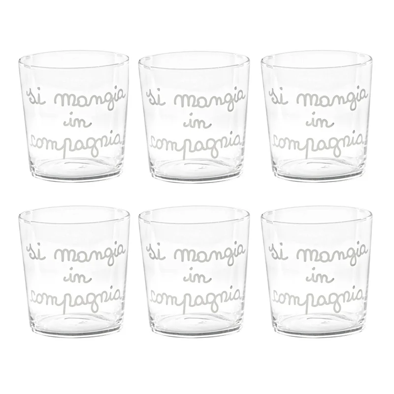 Simple Day Set 6 Bicchieri Acqua Si Mangia in Compagnia 35,5 cl