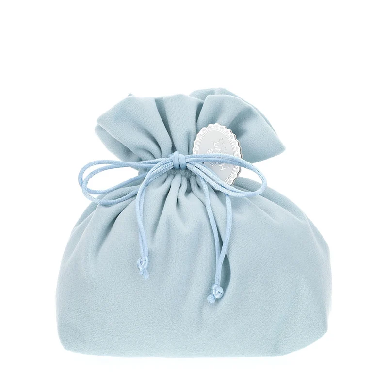 Hervit Sacchetto in Velluto Azzurro 15x7x16 cm