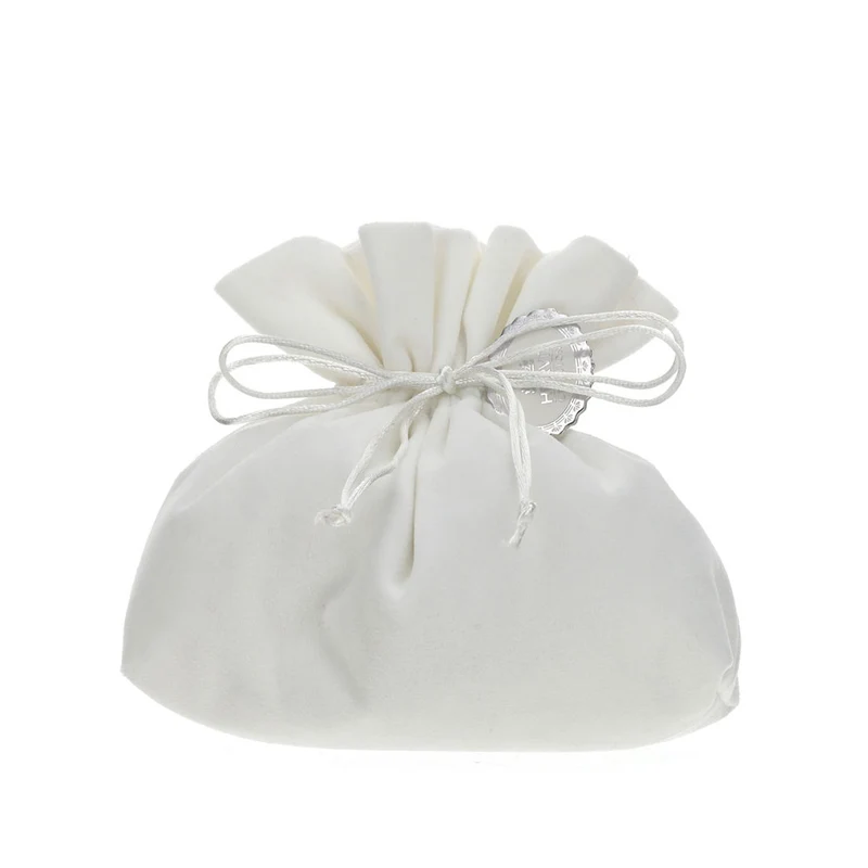 Hervit Sacchetto in Velluto Bianco 15x7x16 cm