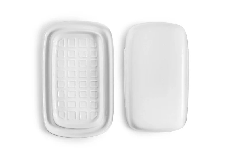 Butterdose weiß aus Keramik mit Deckel