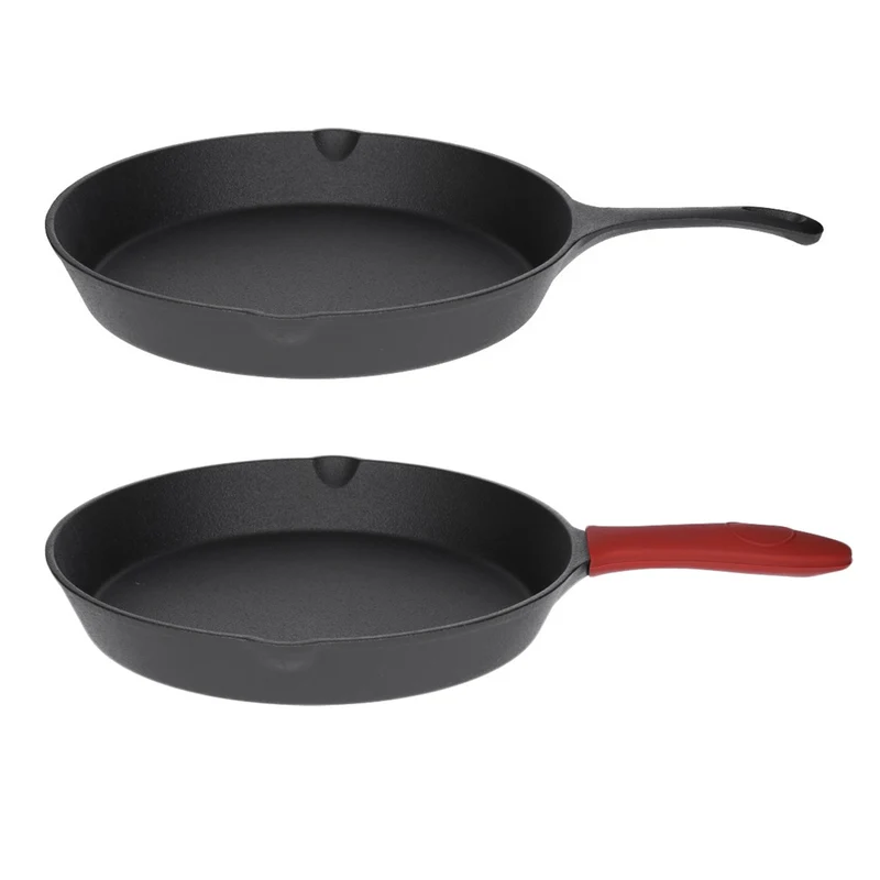 TP 4-teiliges Bratpfannen Set aus Gusseisen aus Ø16 + Ø20 + Ø25cm + Silikon- Griff