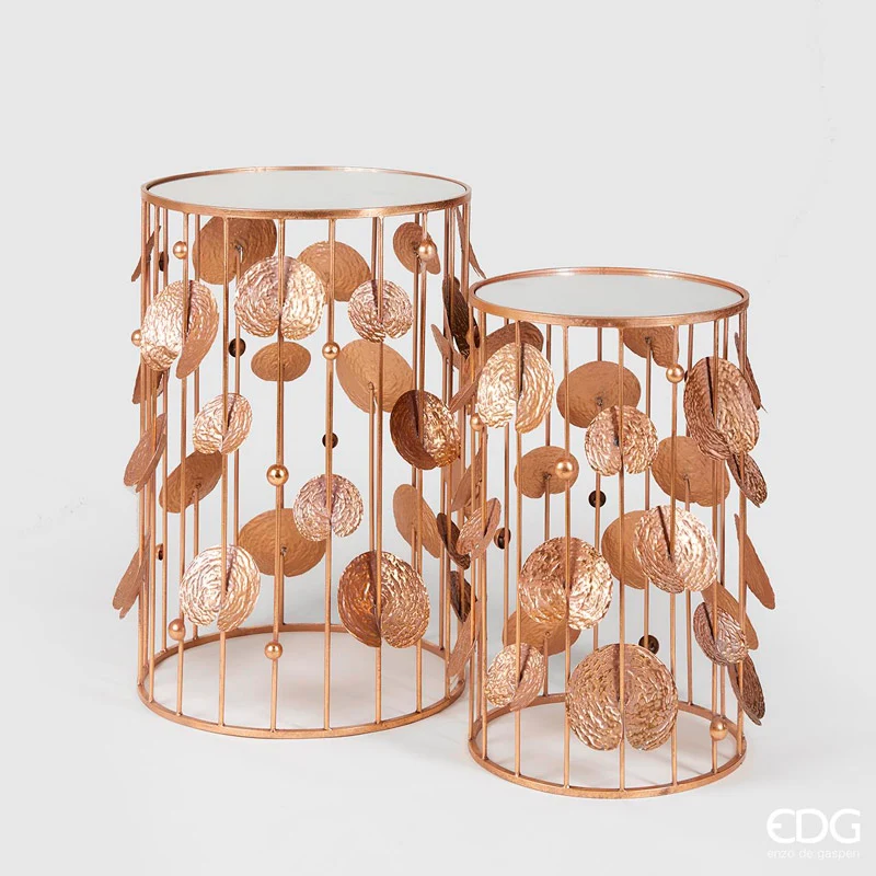 EDG Enzo De Gasperi Set 2 Pezzi Tavolo Foglie Metal