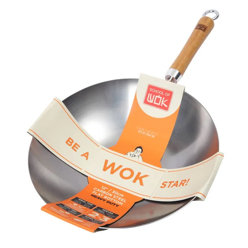 Wok aus Kohlenstoffstahl schwere Ausführung 30cm