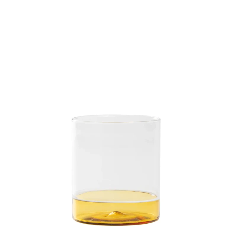 Zafferano Set 4 Tumbler Filo Bianco 440ml in Vetro Giallo Oro