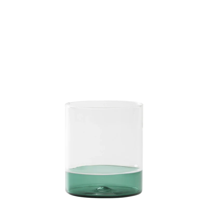 Zafferano Set 4 Tumbler Filo Bianco 440ml in Vetro Verde Lago